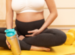 pregnant woman with a protein shake